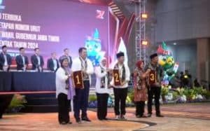 Luluk-Lukman No 1, Khofifah-Emil No 2, Risma-Gus Hans No 3
